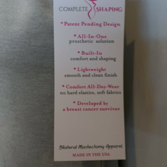 Mastectomy Camisole with Integrated Prosthetics, Large w D Cup, New, Oat, NWT - Picture 4 of 7